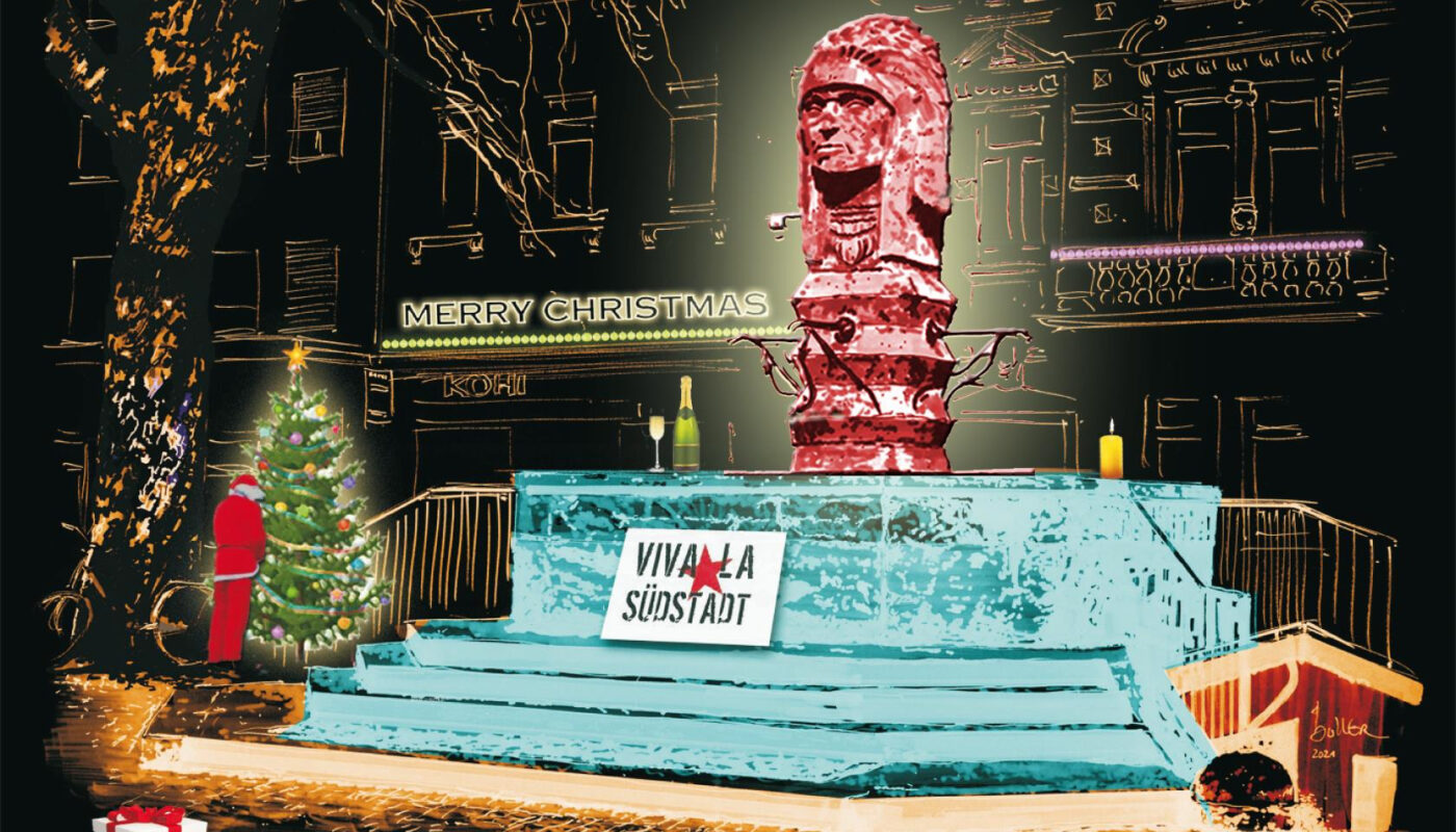 Indianerbrunnen an Weihnachten